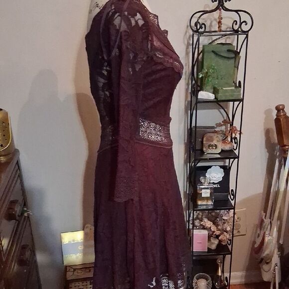 NWT FREE PEOPLE Lace Burgundy EGGPLANT Dress Size Small - Picture 10 of 10